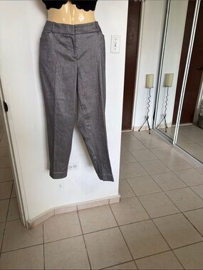 Worthington Straight Leg Metallic Gray Dress Pants